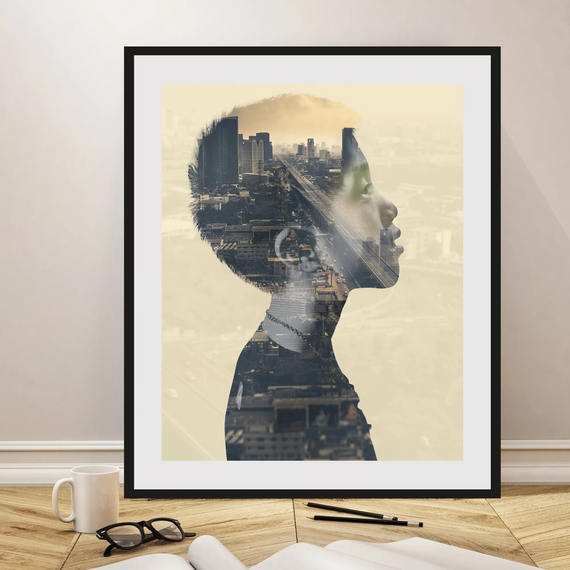 queence Bild "Jong", Kind-Stadt-Städte-Kunst, HD Premium Poster-Druck inkl. günstig online kaufen