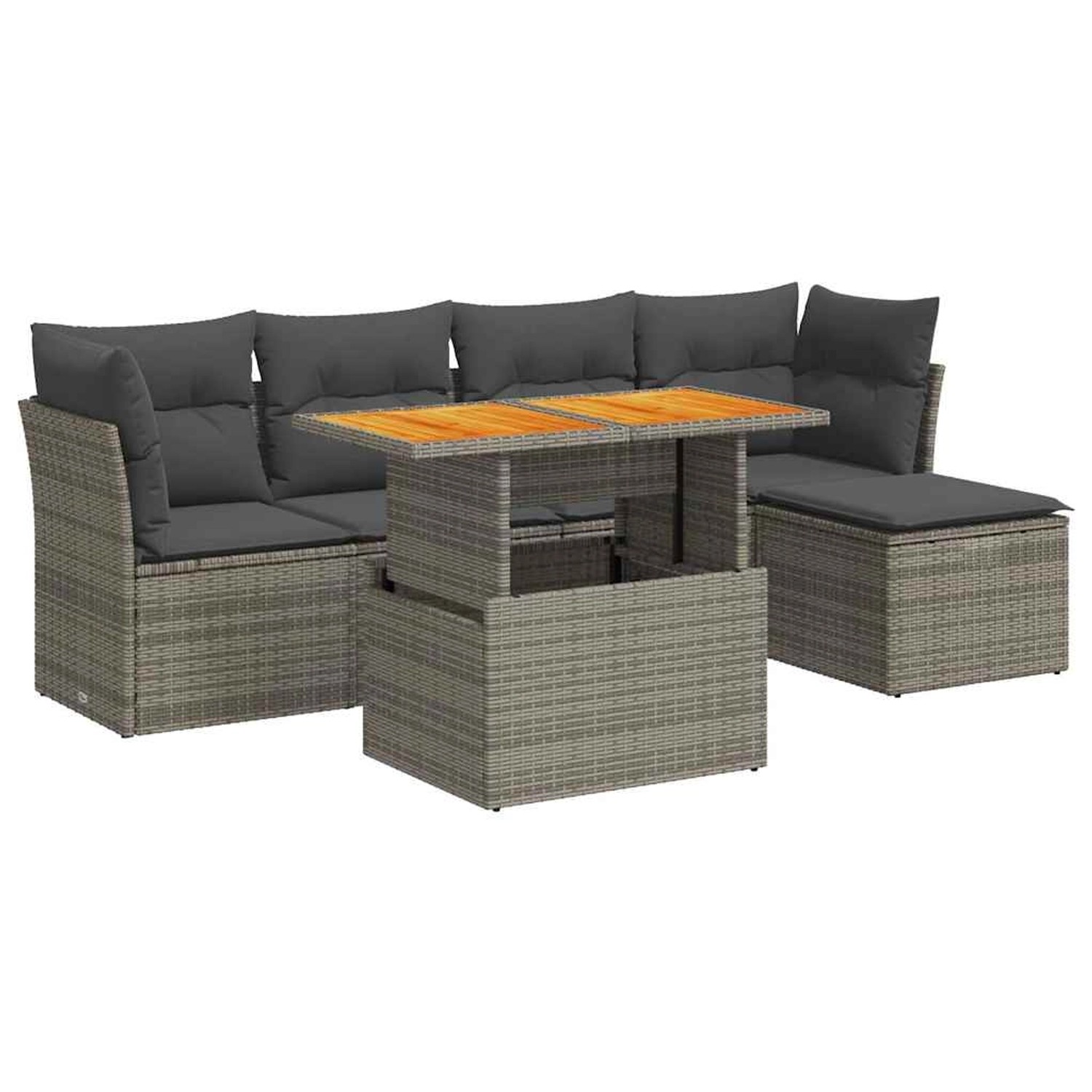 vidaXL 6-Tlg Garten-Sofagarnitur mit Kissen Grau Poly Rattan 3326916 günstig online kaufen