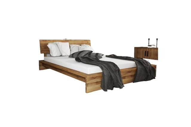 Natur24 Bett Bett Lubic 2 Wildeiche 200x200 mit Holzkopfteil und Holzfußges günstig online kaufen