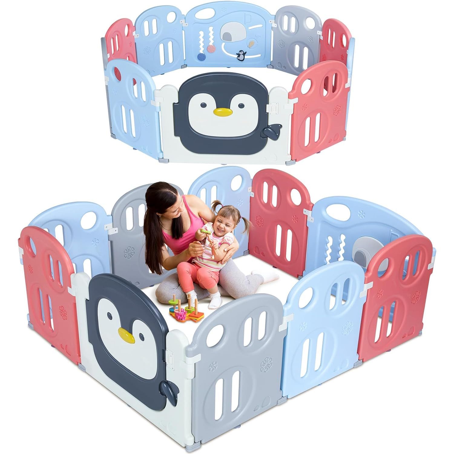 TLGREEN Laufgitter Baby Laufstall Faltbar, Abnehmbar günstig online kaufen