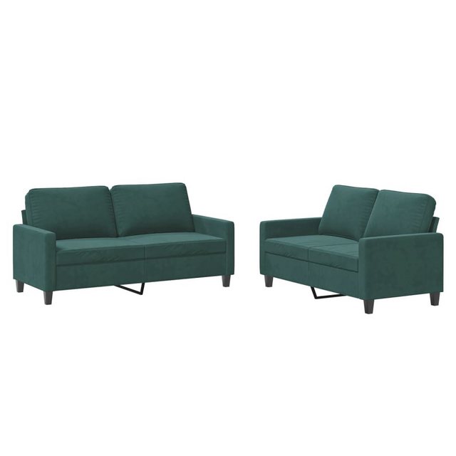 vidaXL Sofa Sofagarnitur Set mit Kissen Samt, 2-tlg., Grün günstig online kaufen