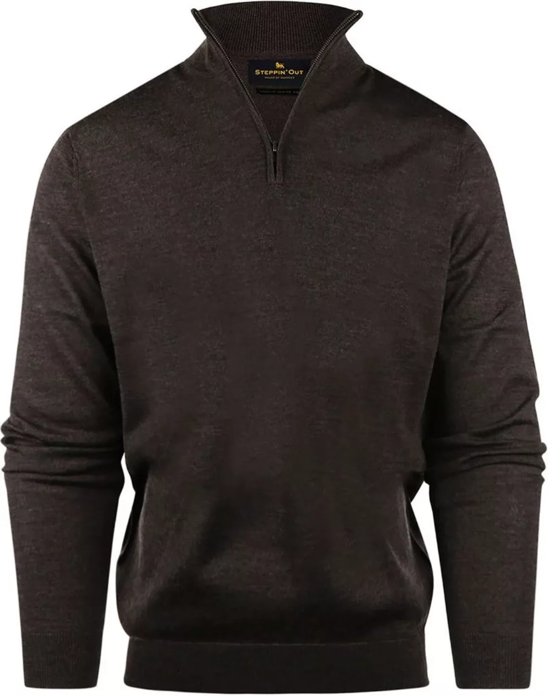 Steppin' Out Half Zip Pullover Merinowolle Braun - Größe XL günstig online kaufen