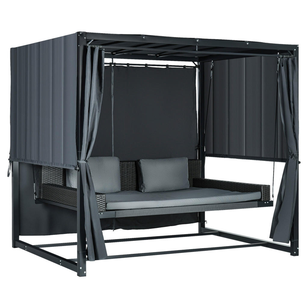 Outsunny Hollywoodschaukel mit Pergola dunkelgrau Polyethylen B/H/L: ca. 18 günstig online kaufen