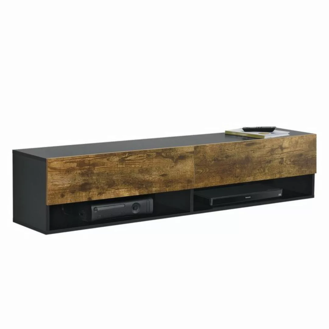 en.casa Hängeschrank Halmstad TV Lowboard 140 cm zwei Ablagefächer Schwarz günstig online kaufen