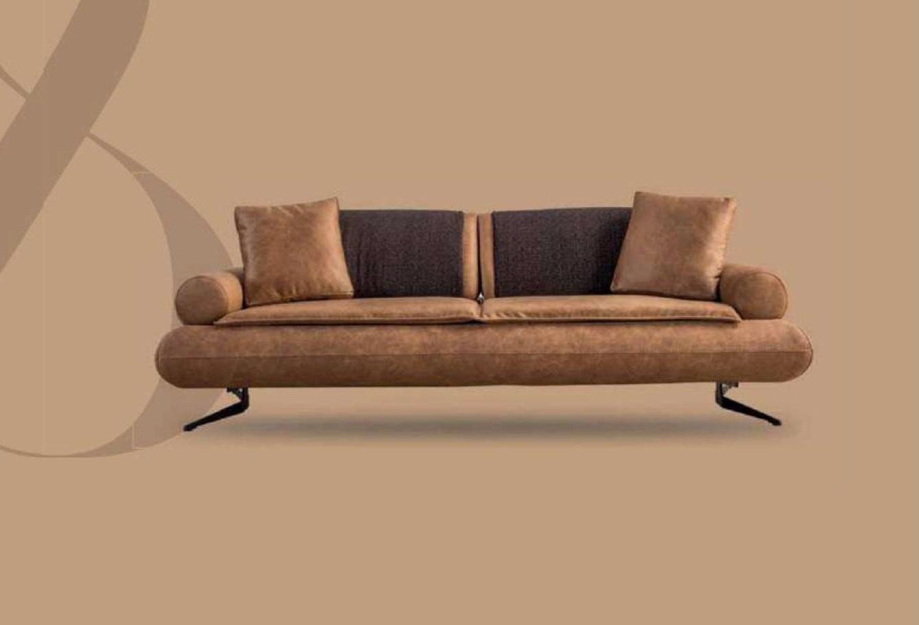 Xlmoebel Sofa Zweiplatziges Sofa aus braunem Kunstleder für luxuriöse Wohnz günstig online kaufen