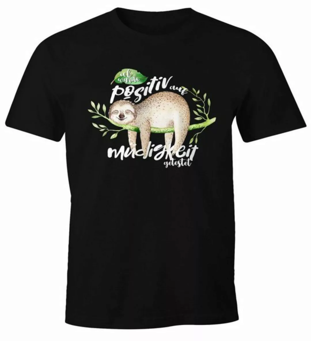 MoonWorks Print-Shirt Herren T-Shirt Faultier Ich wurde positiv auf Müdigke günstig online kaufen
