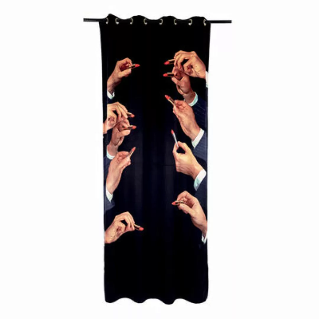 Vorhang Toiletpaper - Lipsticks Black textil schwarz / 140 x 280 cm - Polye günstig online kaufen