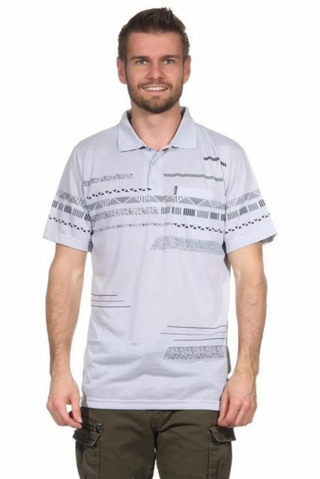 EloModa Poloshirt Herren Poloshirt Sommer Polo-Hemd Kurzarm mit Muster, M L günstig online kaufen