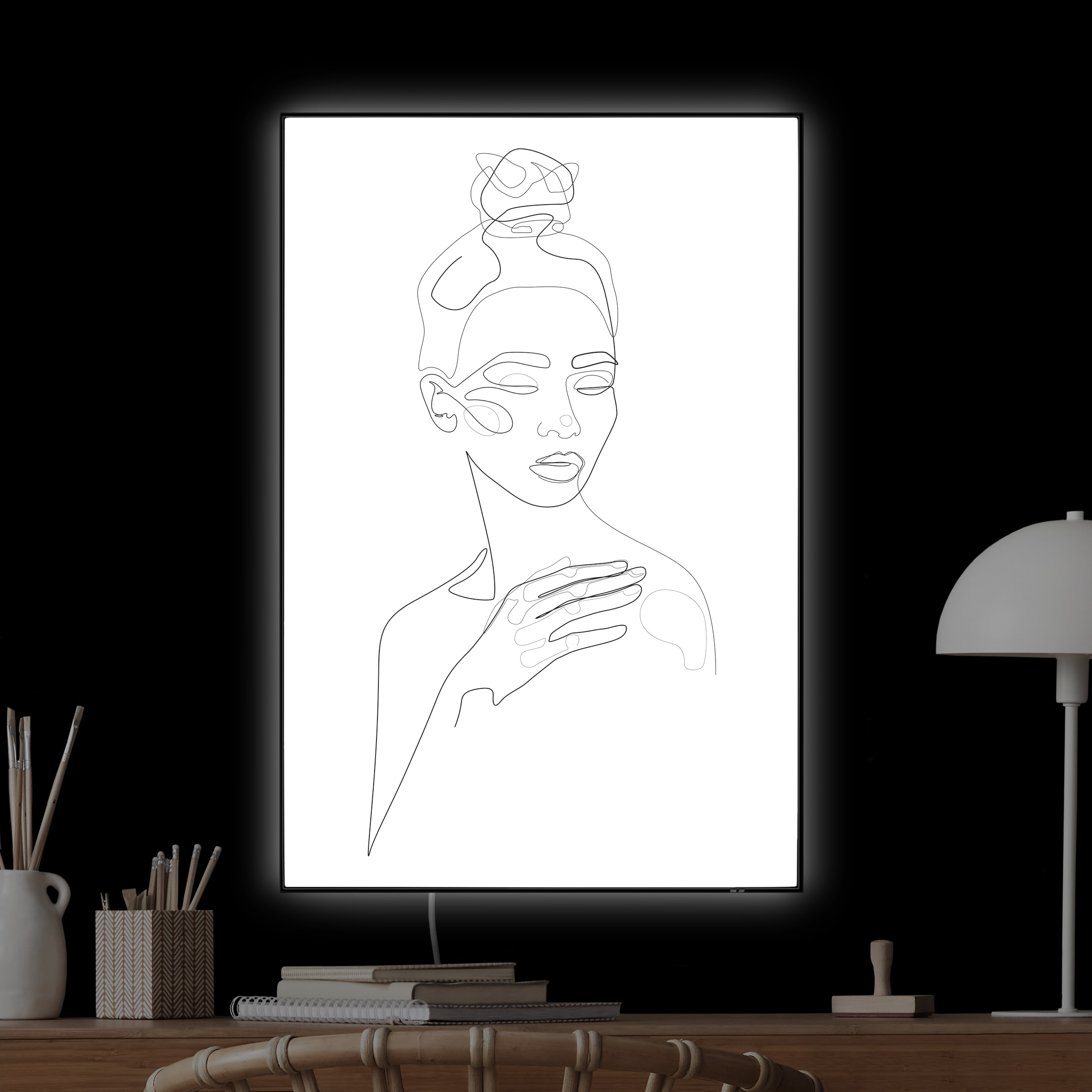 LED-Wechselbild Line Art Portraits - Messy Beauty günstig online kaufen