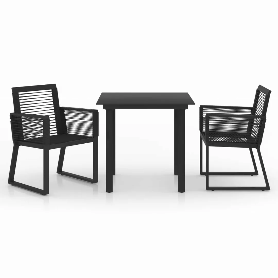 3-tlg. Garten-essgruppe Pvc Rattan Schwarz günstig online kaufen