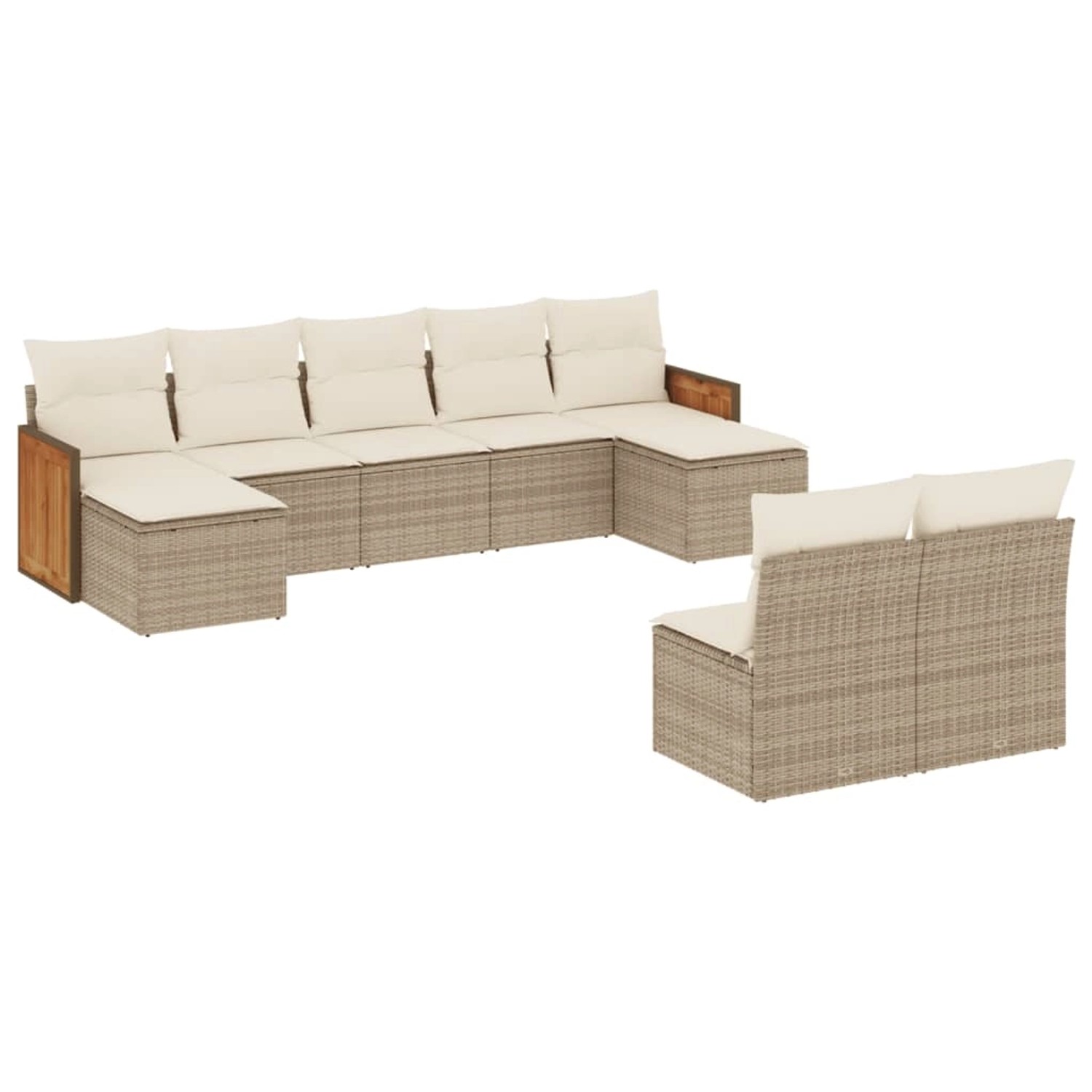 vidaXL 9-Tlg Garten-Sofagarnitur mit Kissen Beige Poly Rattan 3260455 günstig online kaufen