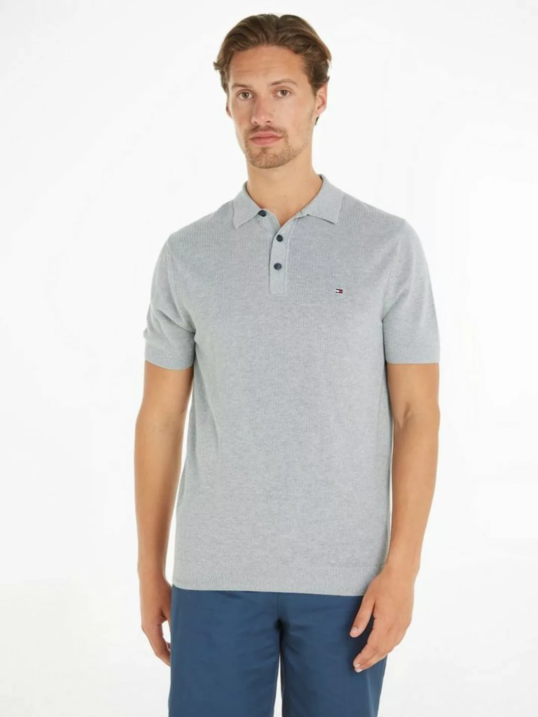 Tommy Hilfiger Poloshirt CHAIN RIDGE STRUCTURE SS POLO mit Logostickerei au günstig online kaufen