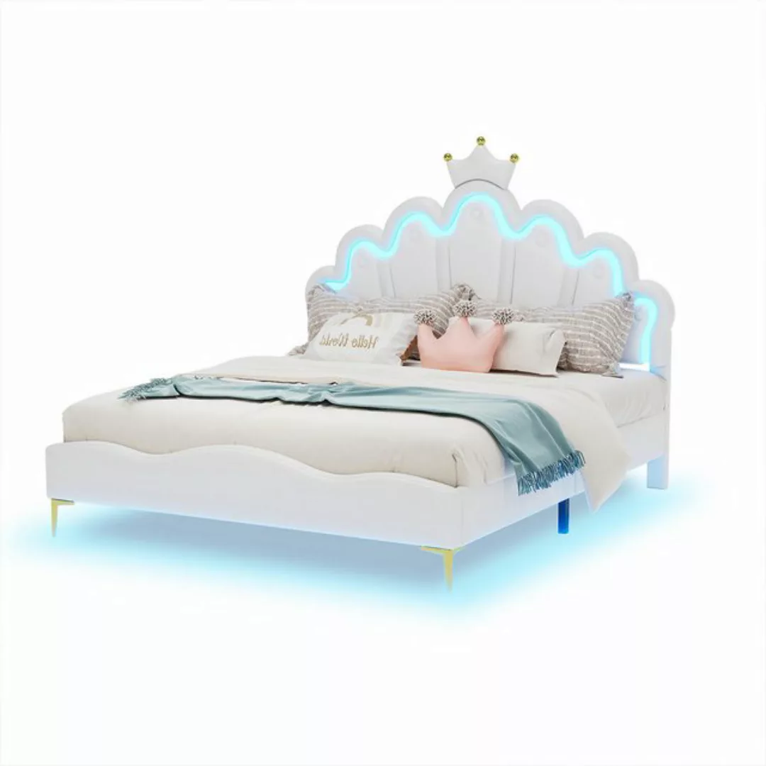 XDeer Polsterbett Doppelbett Kronenförmiges Prinzessinnenbett Weiche Polste günstig online kaufen