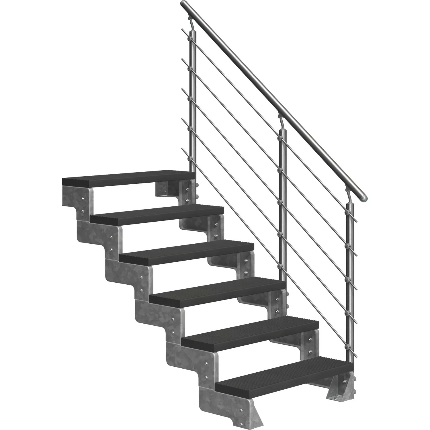 DOLLE Außentreppe Gardentop 6 TRIMAX-Stufen 100 cm anthrazit + Geländer günstig online kaufen