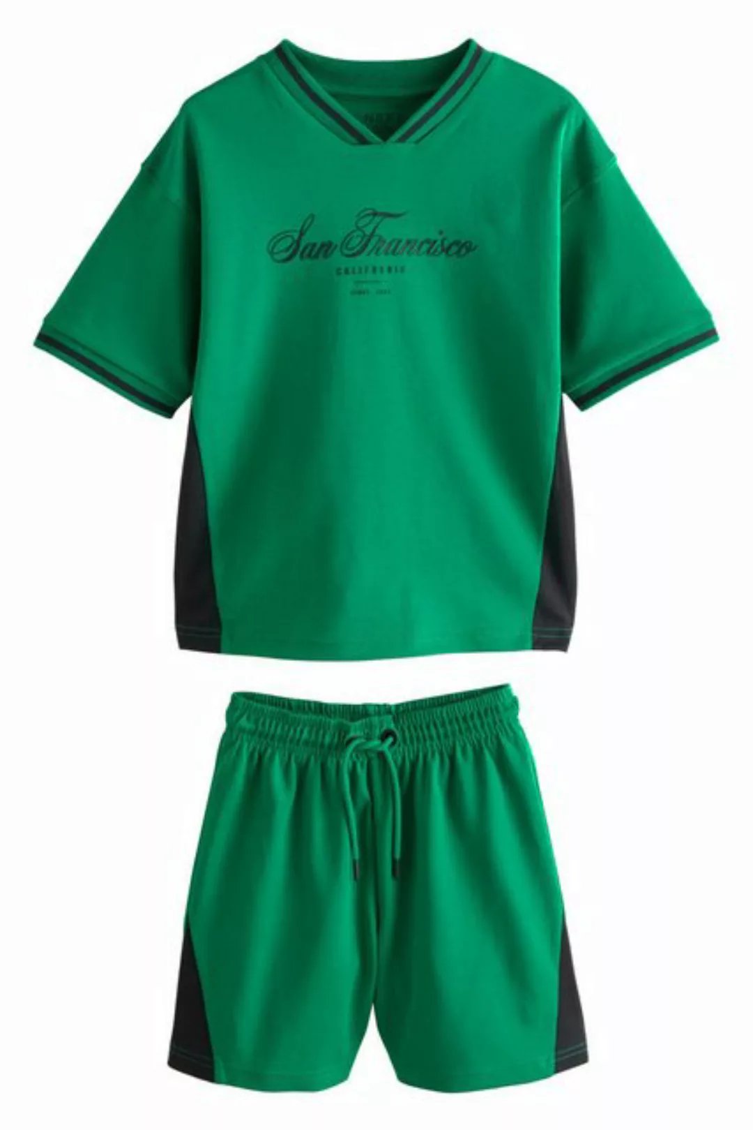 Next T-Shirt & Shorts Sportliches Kurzarm-Sweatshirt & Shorts Baumwolle (2- günstig online kaufen