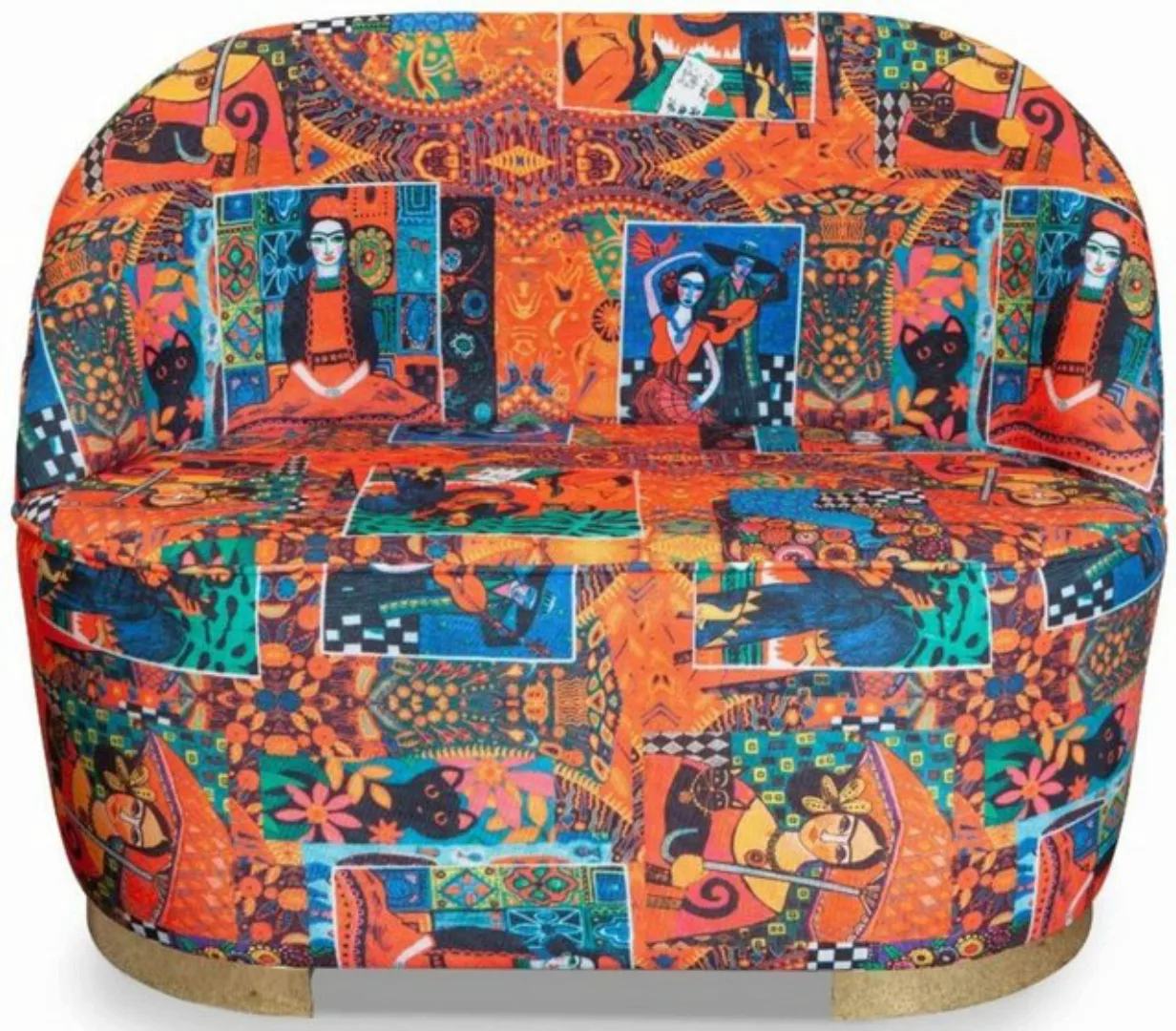 Casa Padrino 2-Sitzer Designer Art Deco Wohnzimmer 2er Sofa Mehrfarbig / Go günstig online kaufen