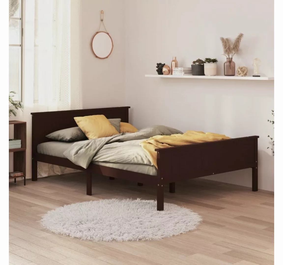 furnicato Bett Massivholzbett Dunkelbraun Kiefer 160x200 cm günstig online kaufen
