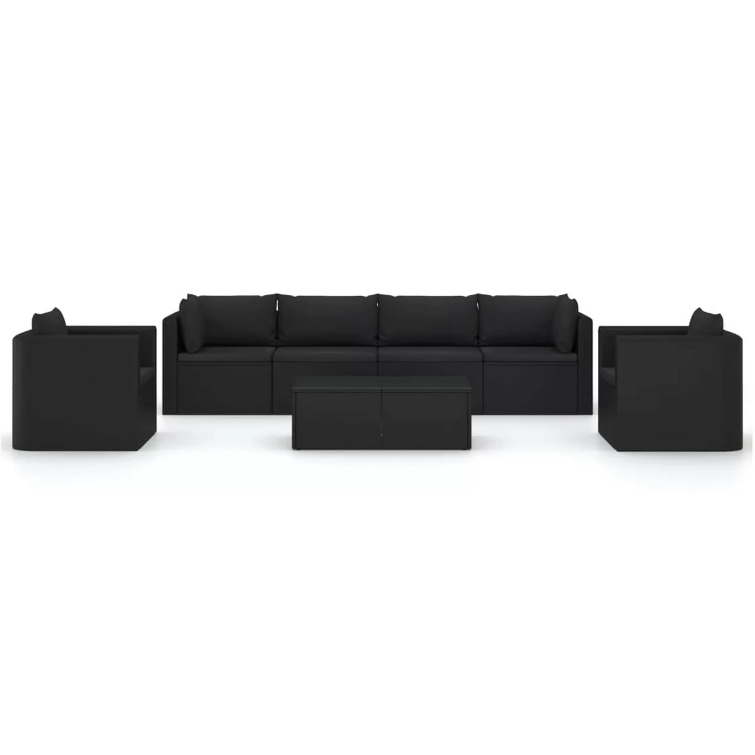 7-tlg. Garten-lounge-set Mit Kissen Poly Rattan Schwarz günstig online kaufen