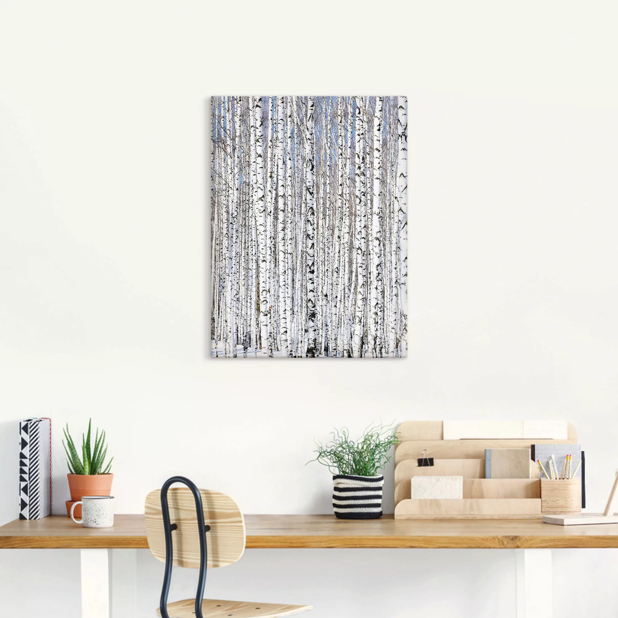 Artland Wandbild "Winterbirkenwald Wintergelassenheit", Bäume, (1 St.), als günstig online kaufen