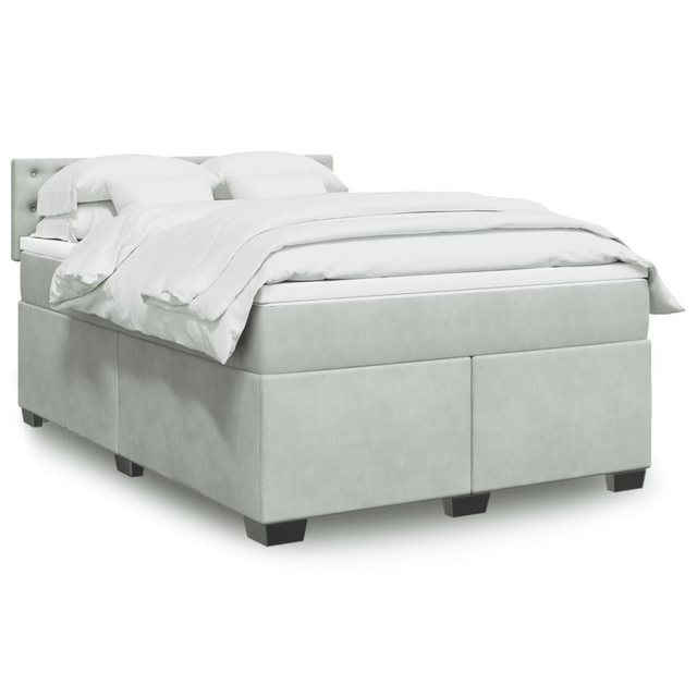 furnicato Bettgestell Boxspringbett mit Matratze Hellgrau 140x190 cm Samt günstig online kaufen