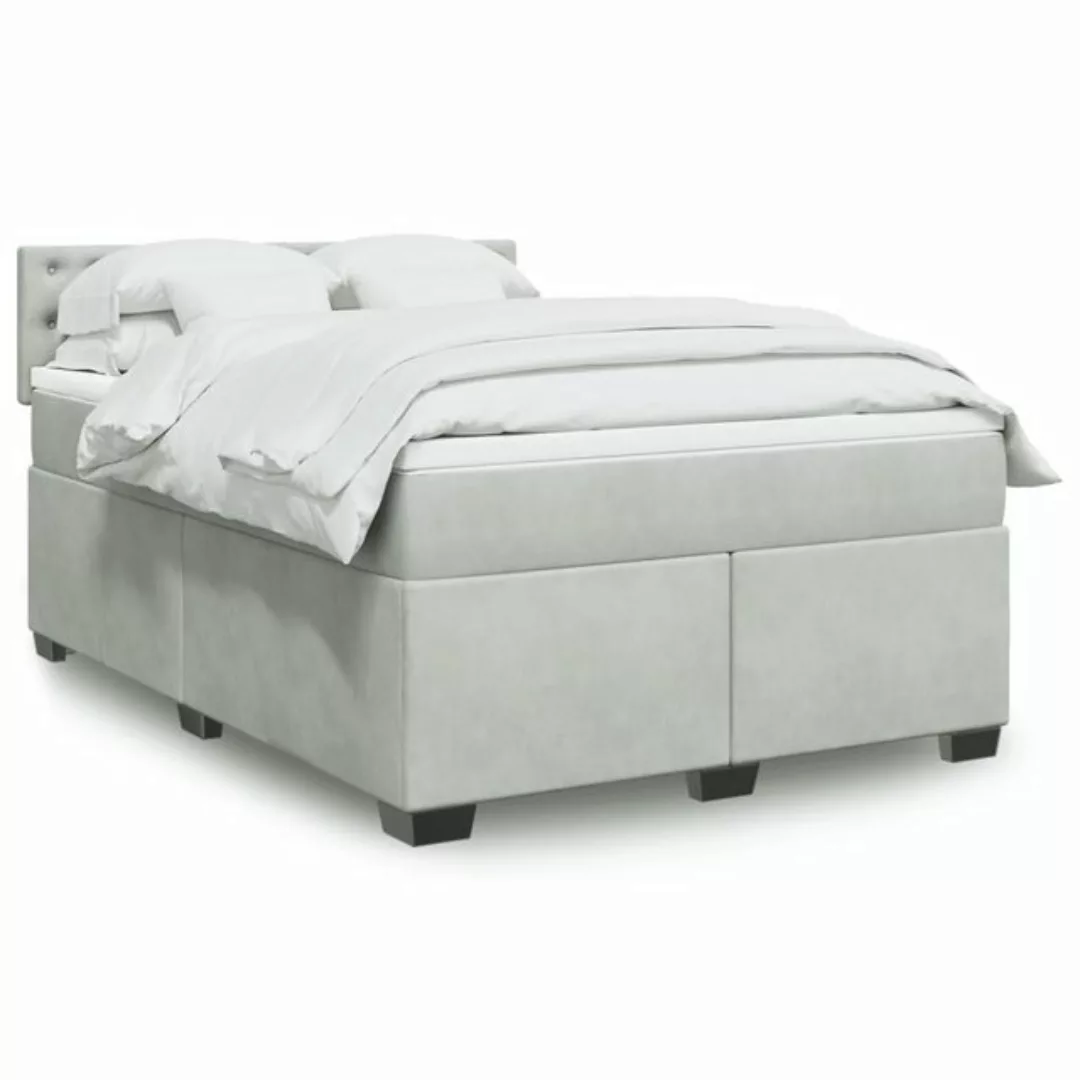 furnicato Bettgestell Boxspringbett mit Matratze Hellgrau 140x190 cm Samt günstig online kaufen