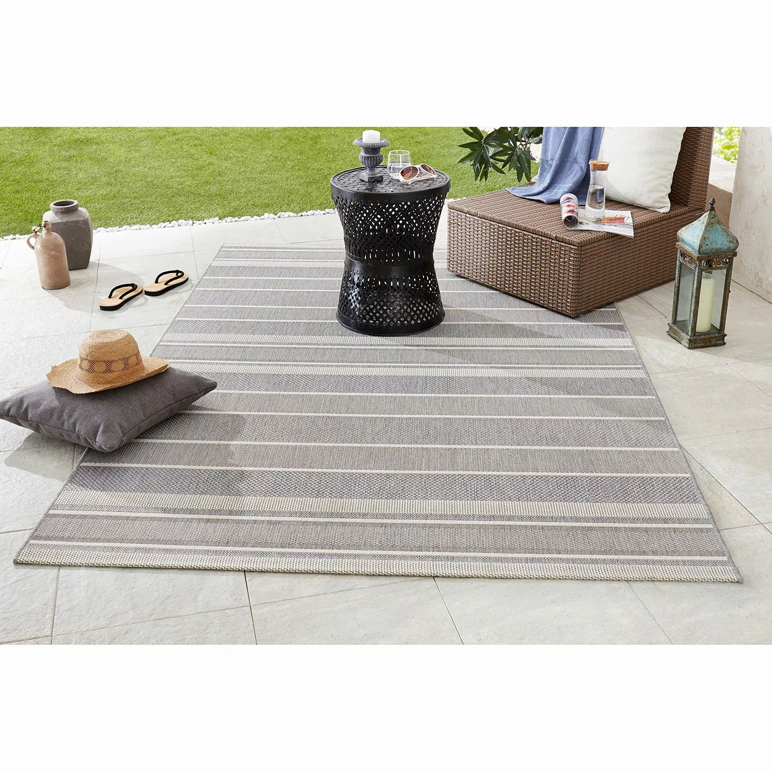 home24 Bougari In-/Outdoor-Teppich Strap Grau Rechteckig 160x230 cm (BxT) M günstig online kaufen