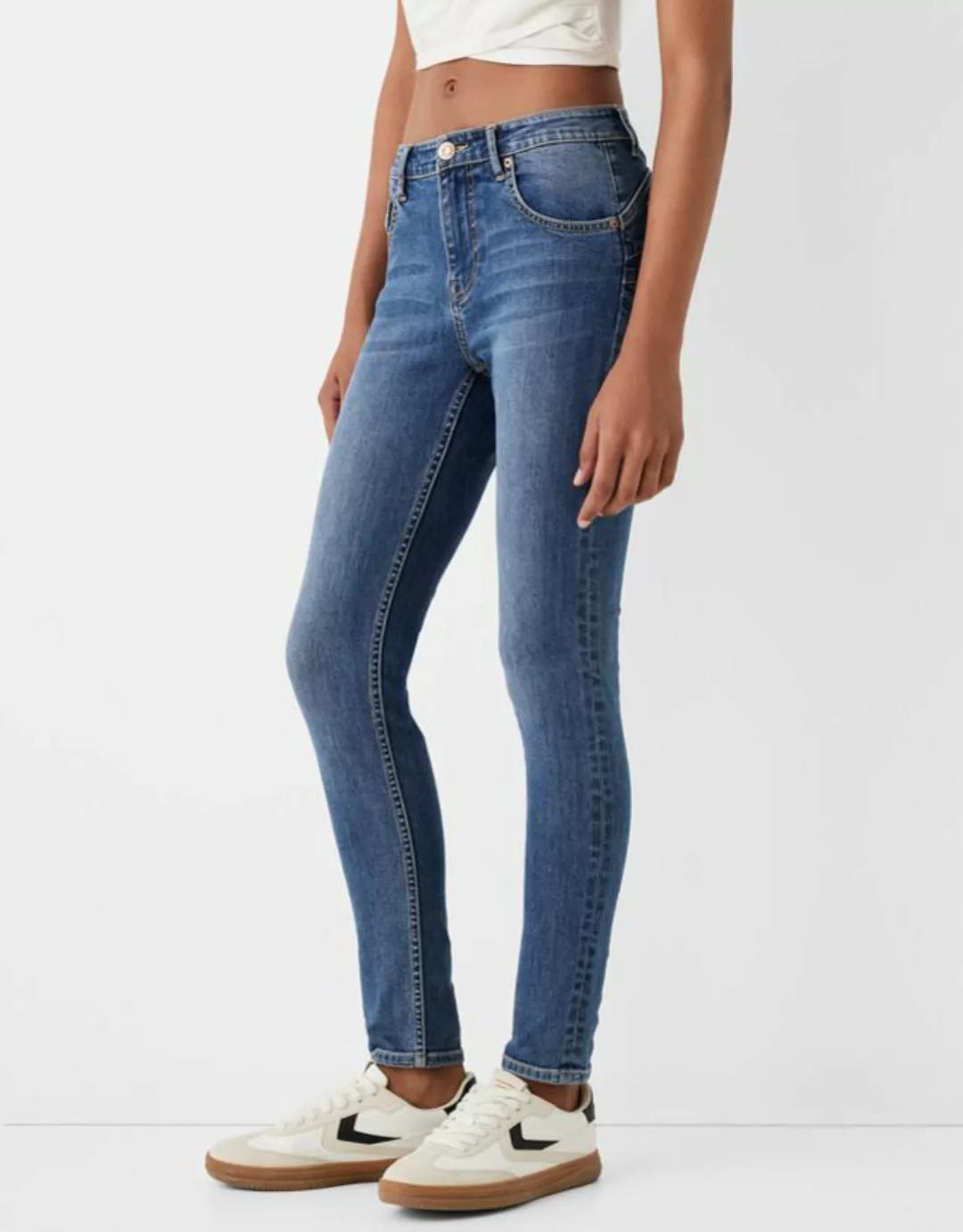 Bershka Push-Up-Skinny-Jeans Bskteen 32 Blau günstig online kaufen