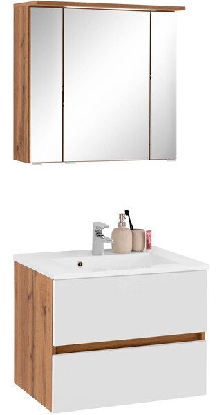 welltime Badmöbel-Set "Lucca", (2 St.), Breite 60 cm, mit LED-Spiegelschran günstig online kaufen