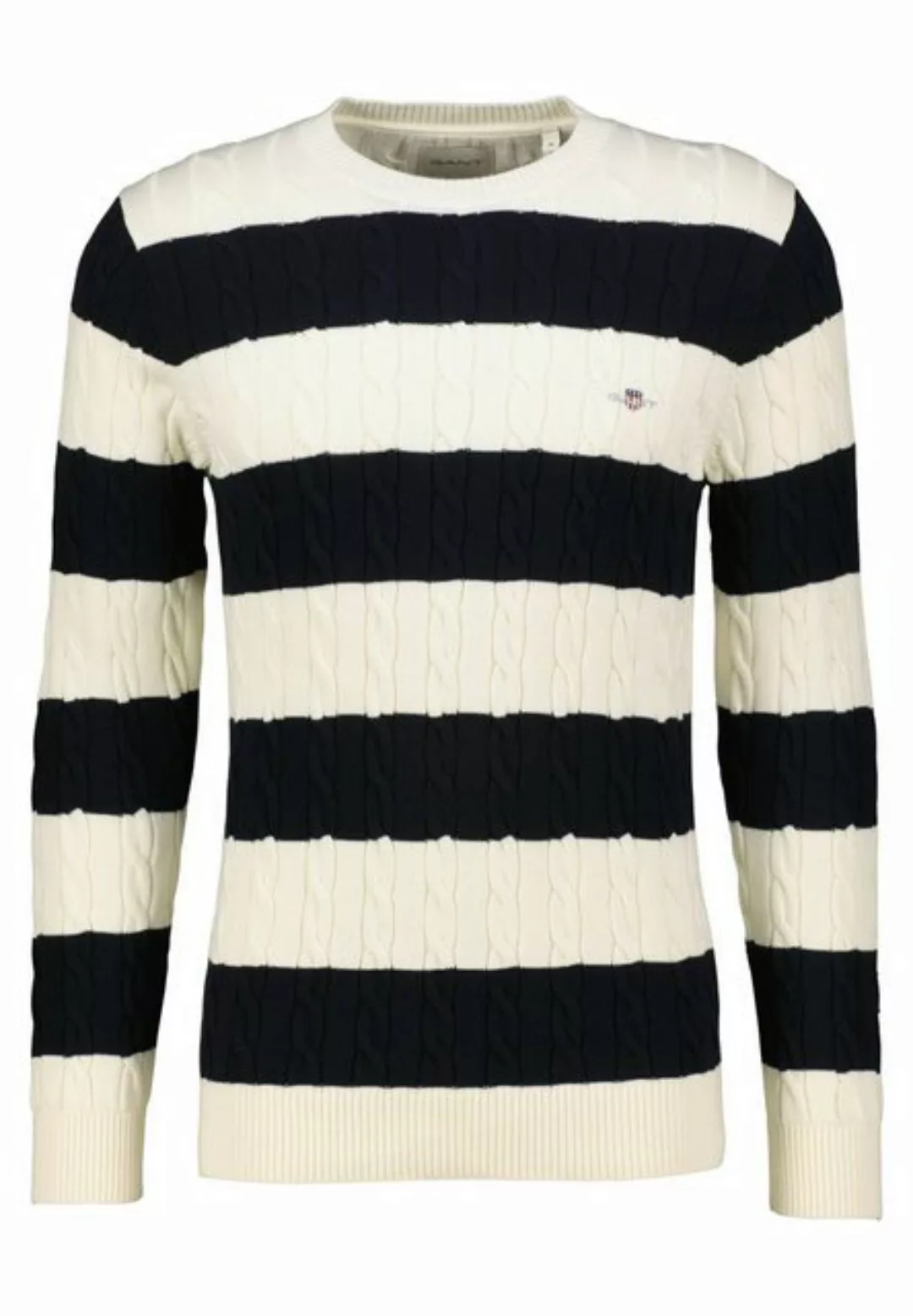 Gant Rundhalspullover "STRIPED COTTON CABLE C-NECK", besticht durch ein dur günstig online kaufen