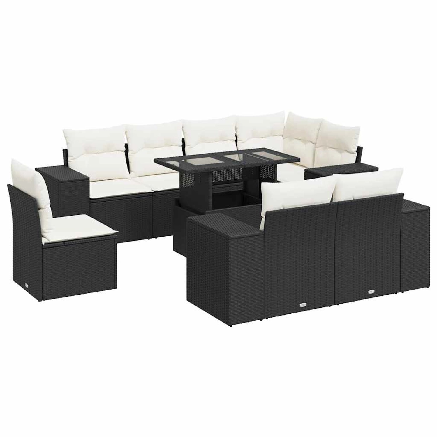 vidaXL 9-Tlg Garten-Sofagarnitur mit Kissen Schwarz Poly Rattan 3326817 günstig online kaufen