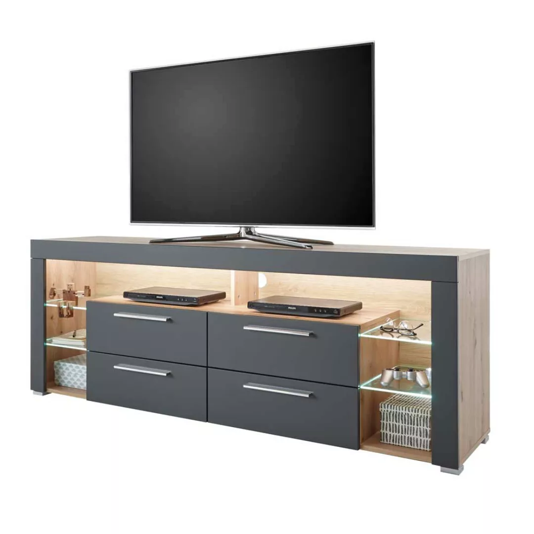 TV Möbel in Grau und Asteiche Optik mit günstig online kaufen