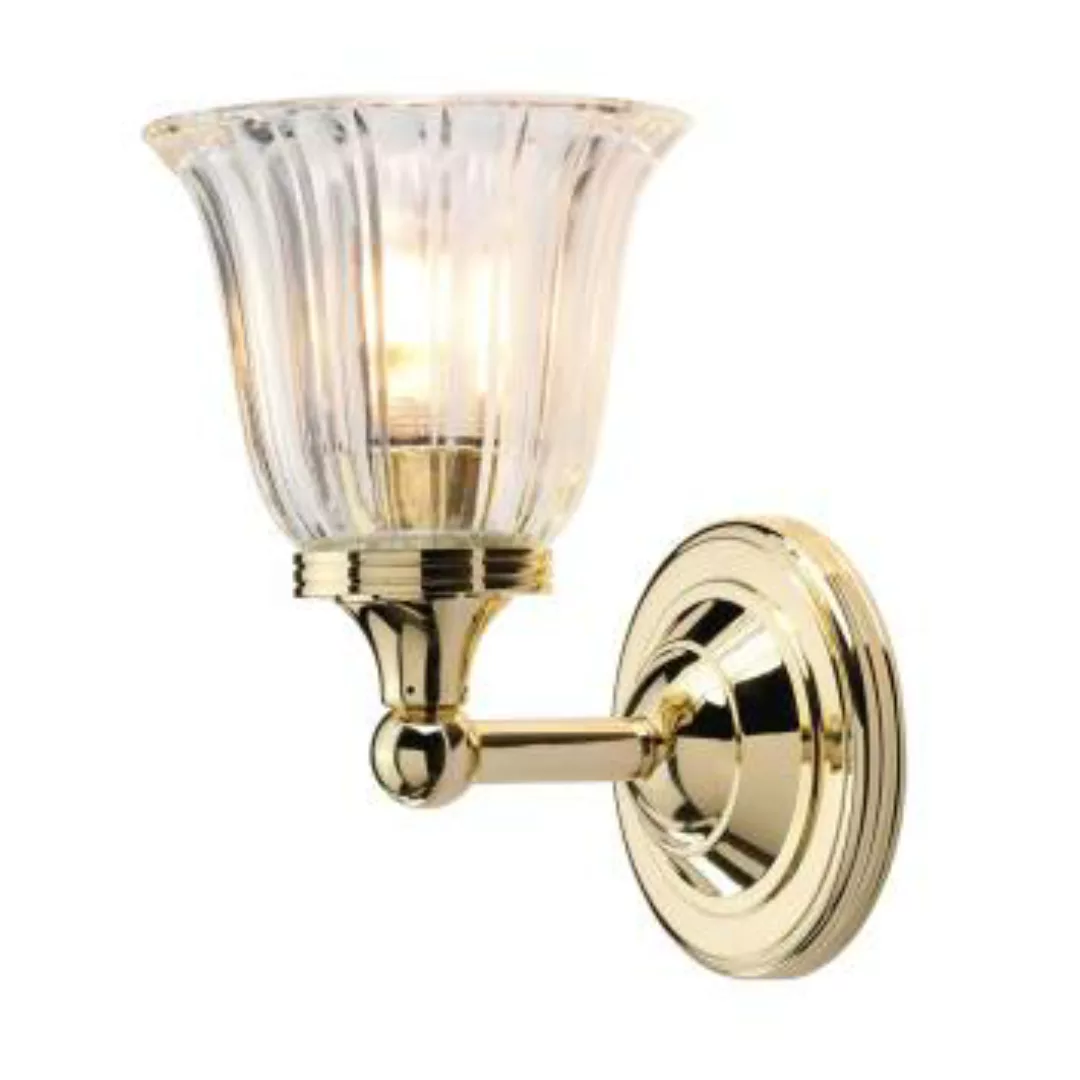 Messinglampe Bad IP44 mit LED Glas Schirm Jugendstil günstig online kaufen