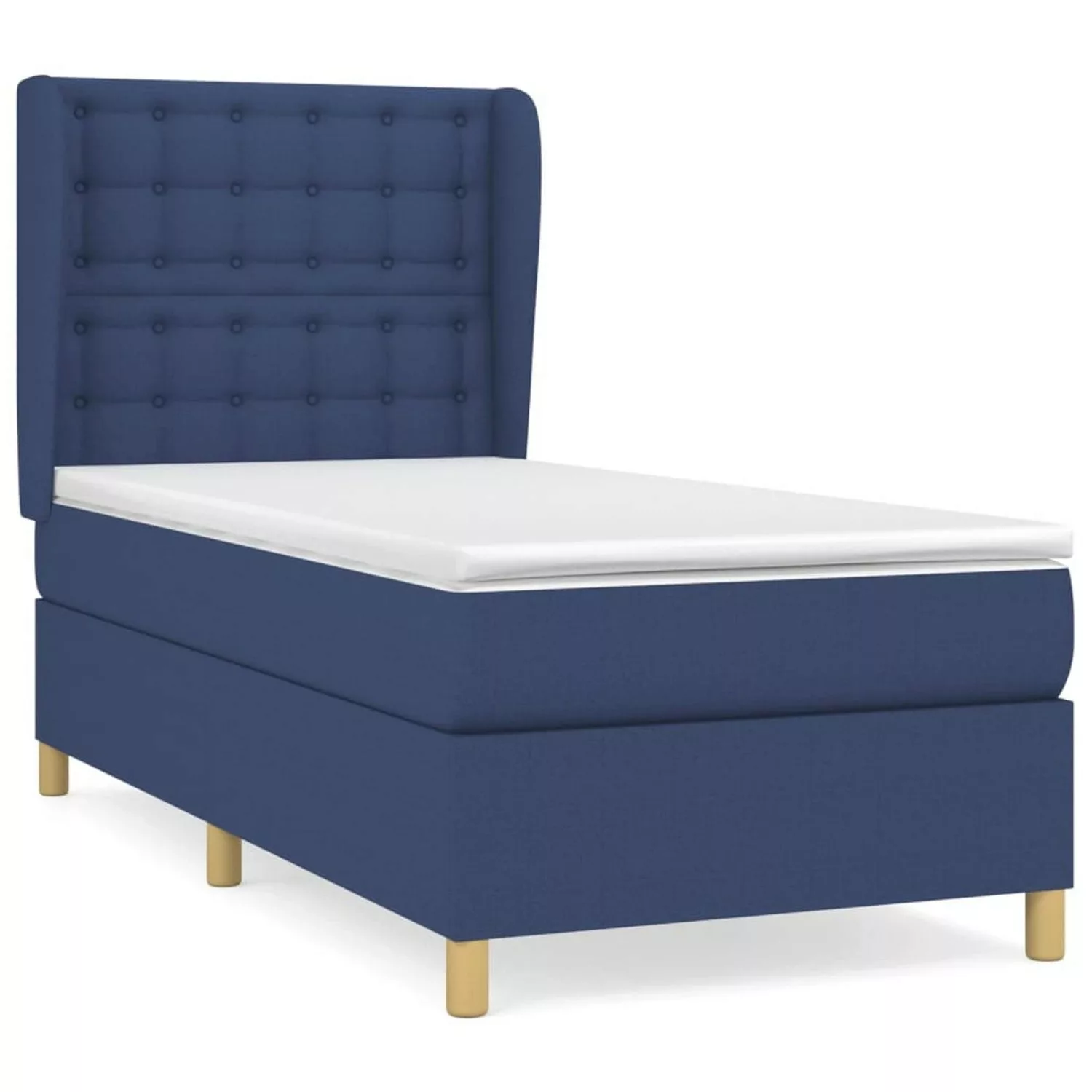 vidaXL Boxspringbett Boxspringbett mit Matratze Blau 80x200 cm Stoff Bett B günstig online kaufen