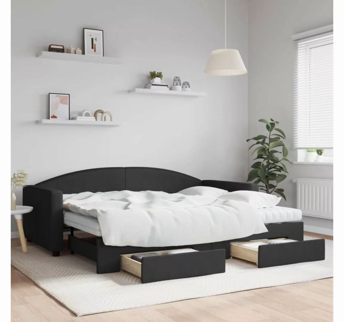 vidaXL Gästebett Gästebett Tagesbett Ausziehbar mit Schubladen Schwarz 90x2 günstig online kaufen