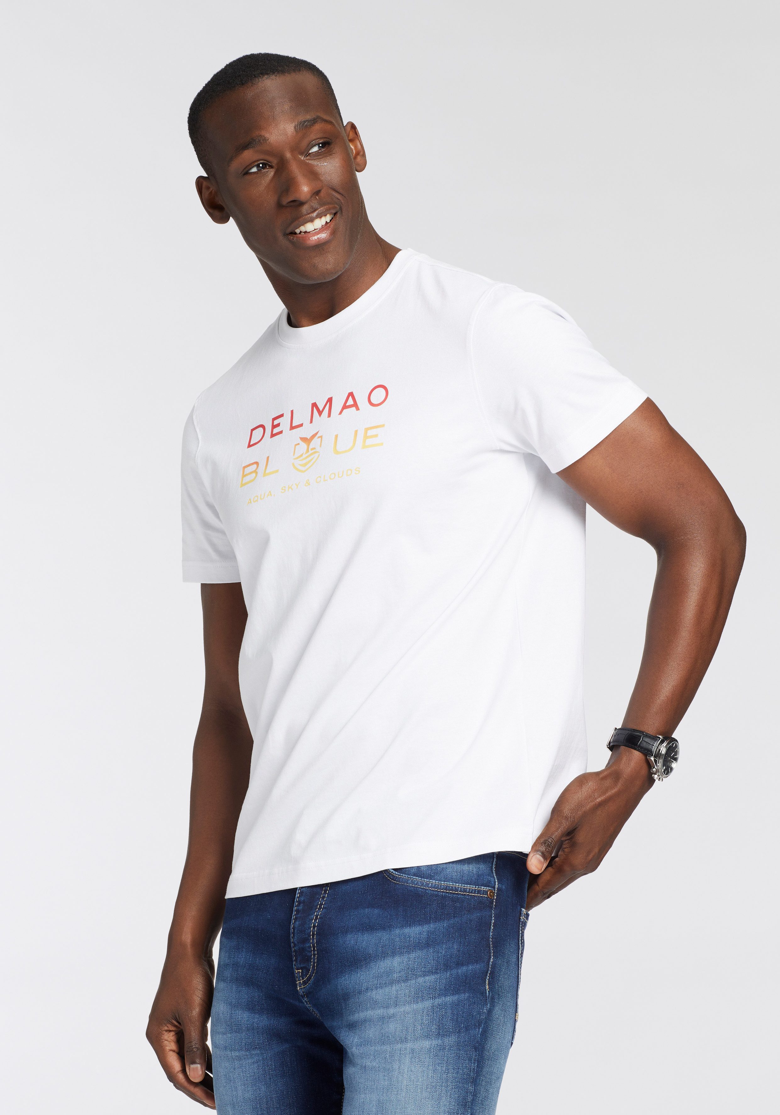 DELMAO T-Shirt, Kurzarm, bedruckt, Rundhals, aus 100% Baumwolle günstig online kaufen