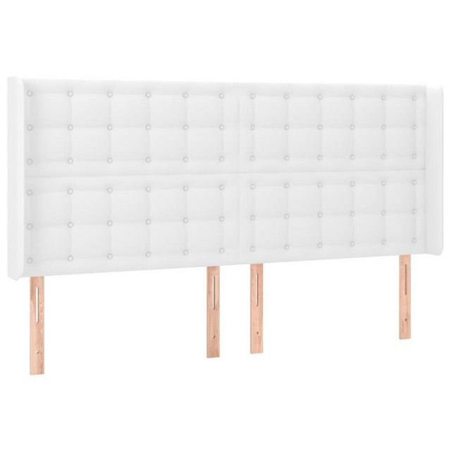 vidaXL Bett, Kopfteil mit Ohren Weiß 203x16x118/128 cm Kunstleder günstig online kaufen