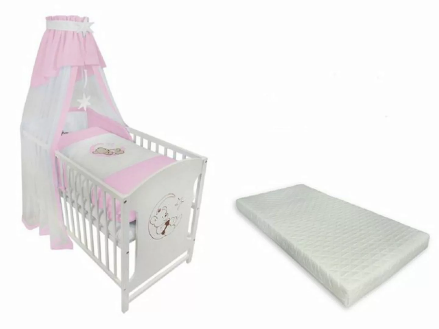 Babyhafen Komplettbett 60 × 120 cm Babybett Teddy auf dem Mond Gitterbett K günstig online kaufen