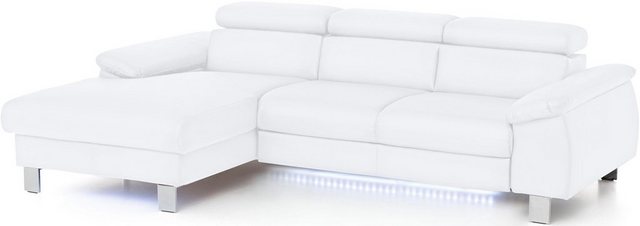 COTTA Ecksofa Komaris, Ecksofa, wahlweise mit RGB-LED-Beleuchtung und Bettf günstig online kaufen