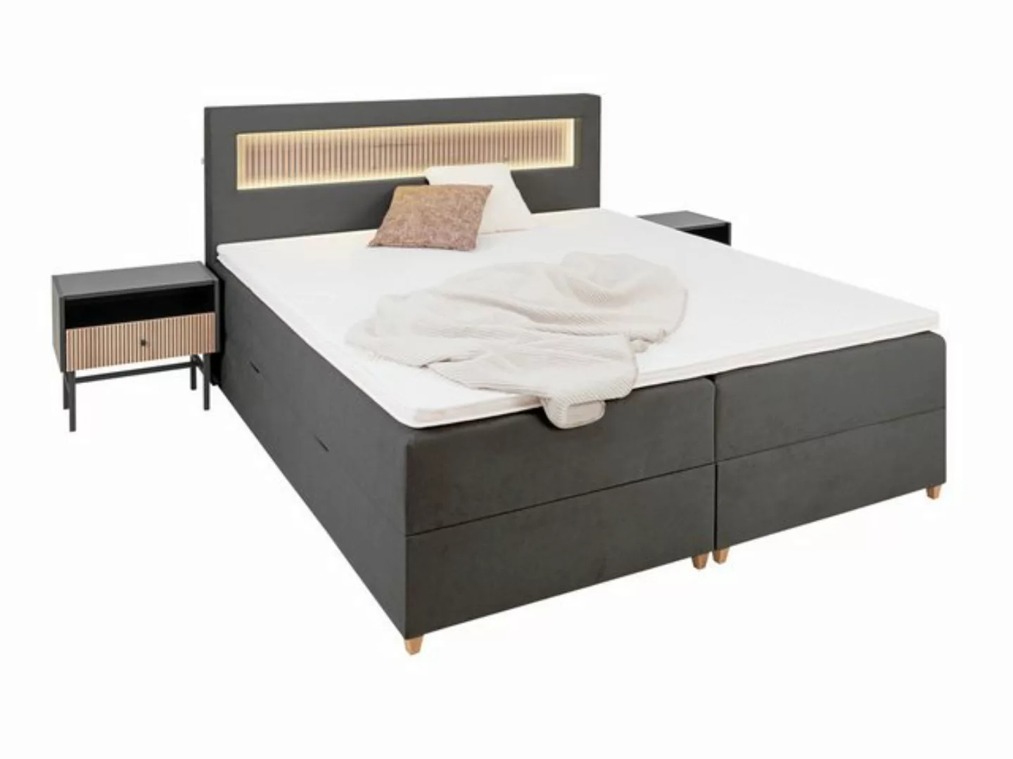 wonello Boxspringbett Espoo 4, mit LED, Bettkasten, USB-Anschluss, 2x Nacht günstig online kaufen