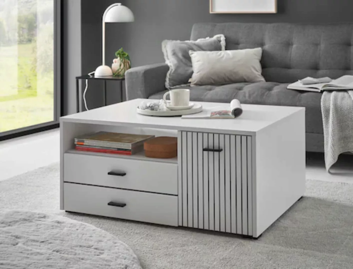 INOSIGN Couchtisch »Hudson«, in moderner Trendfarbe, Griffe aus Metall (Sch günstig online kaufen