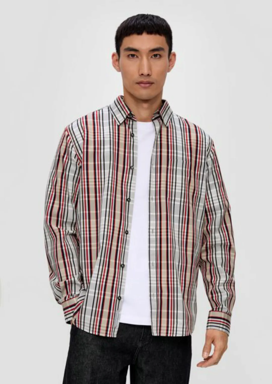 s.Oliver Langarmhemd Regular: Hemd aus Baumwolle Tape günstig online kaufen