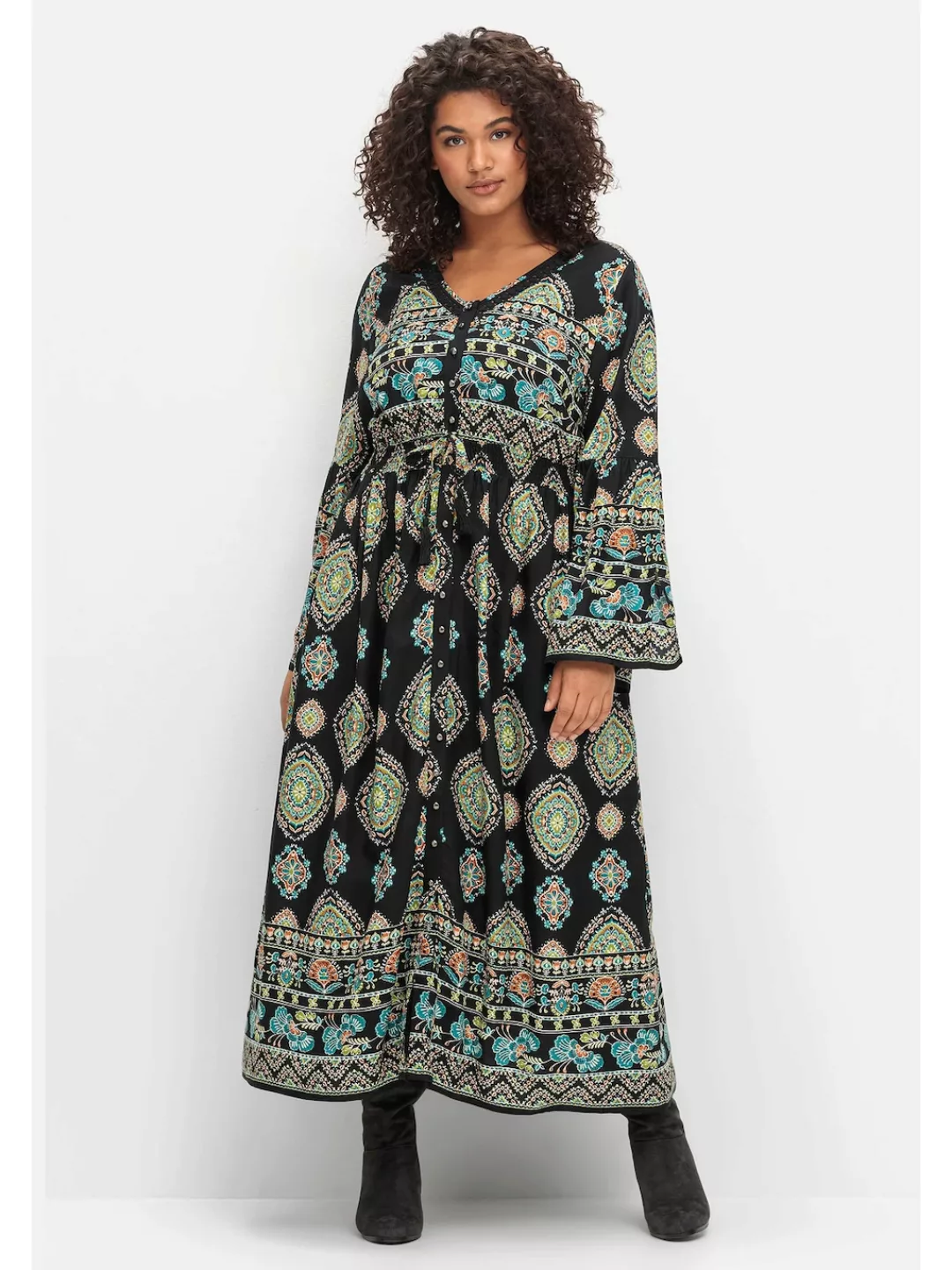 sheego by Joe Browns Maxikleid "Große Größen", im Boho-Stil, mit Trompetenä günstig online kaufen