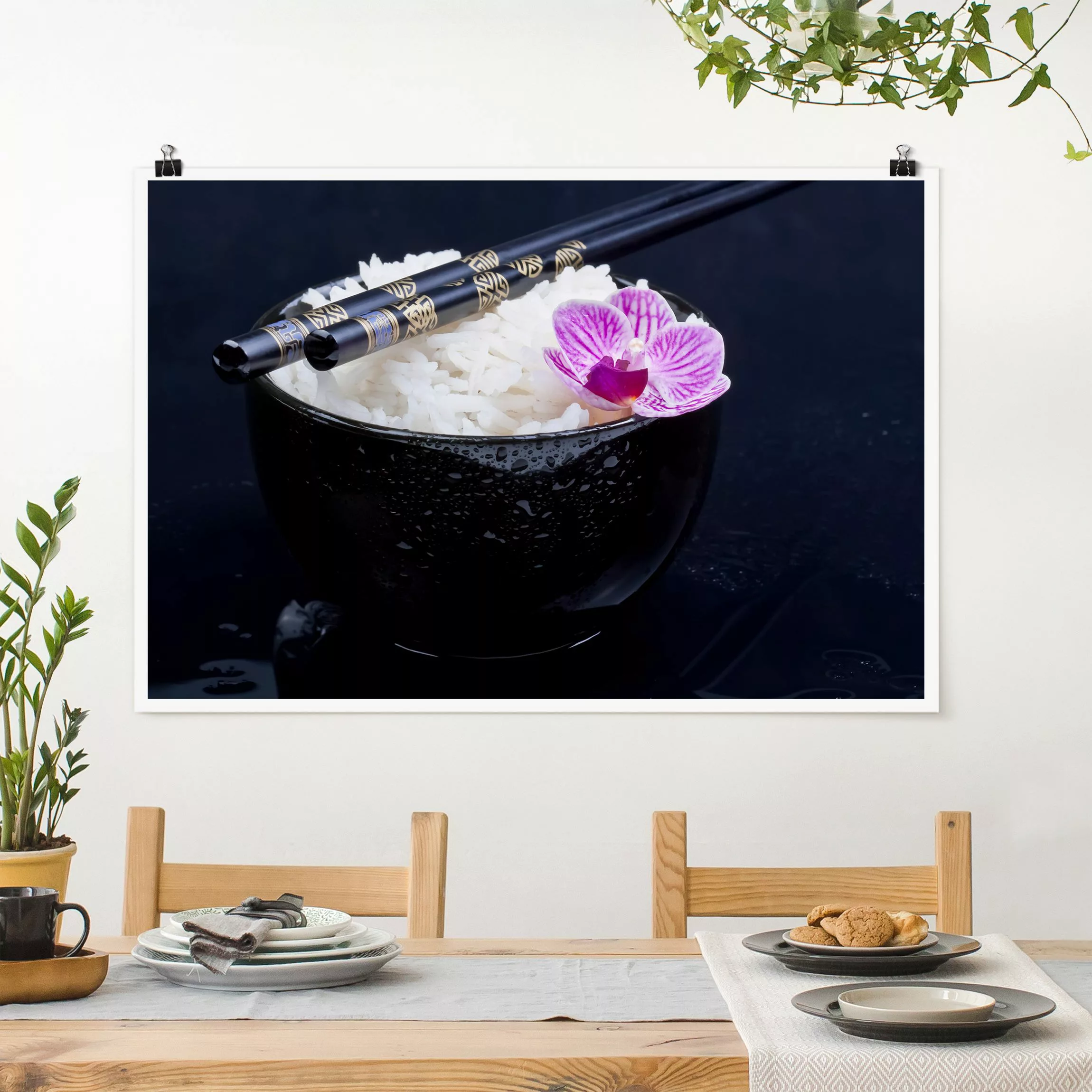 Poster Reisschale mit Orchidee günstig online kaufen