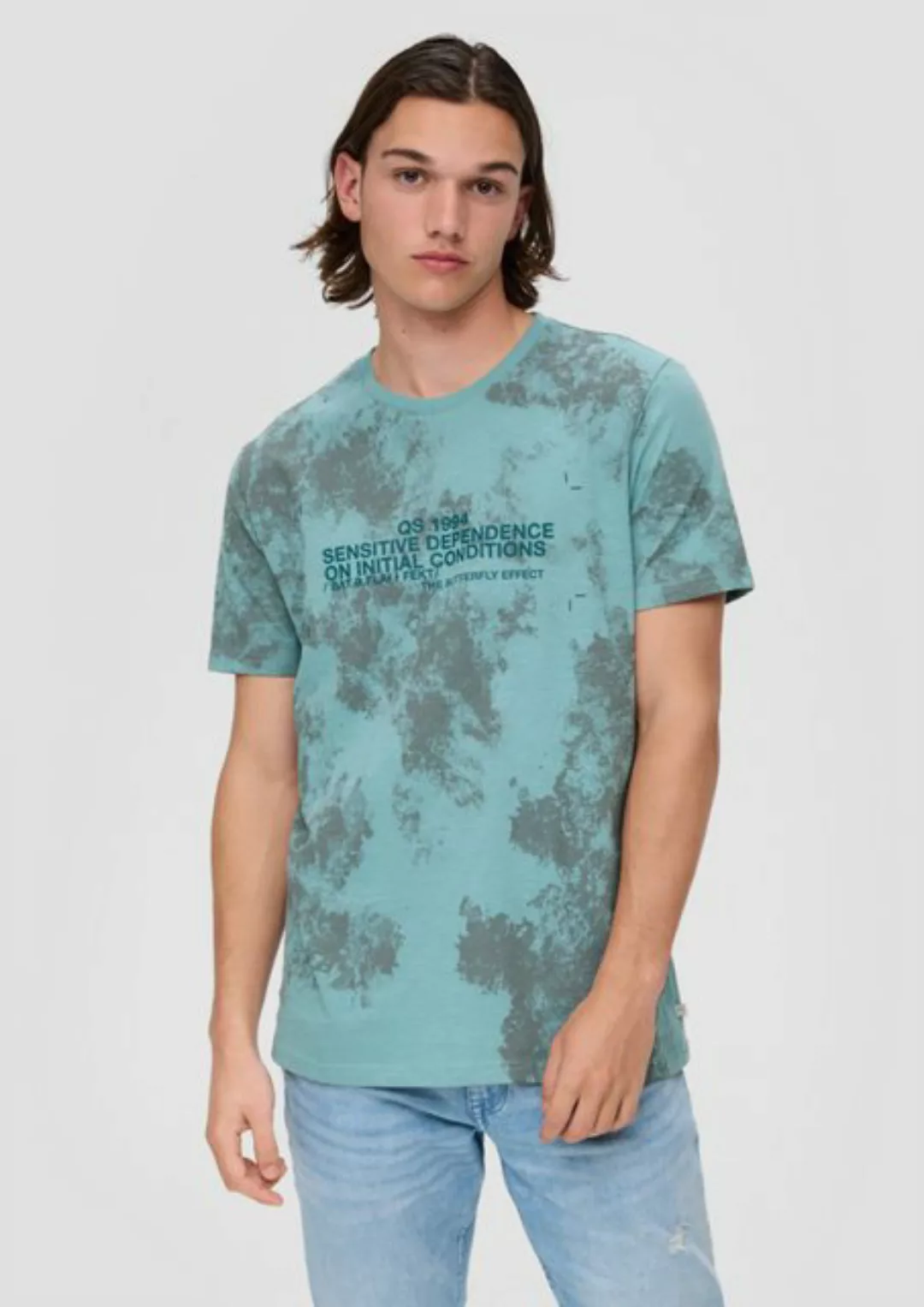 QS Kurzarmshirt T-Shirt mit All-over-Print günstig online kaufen