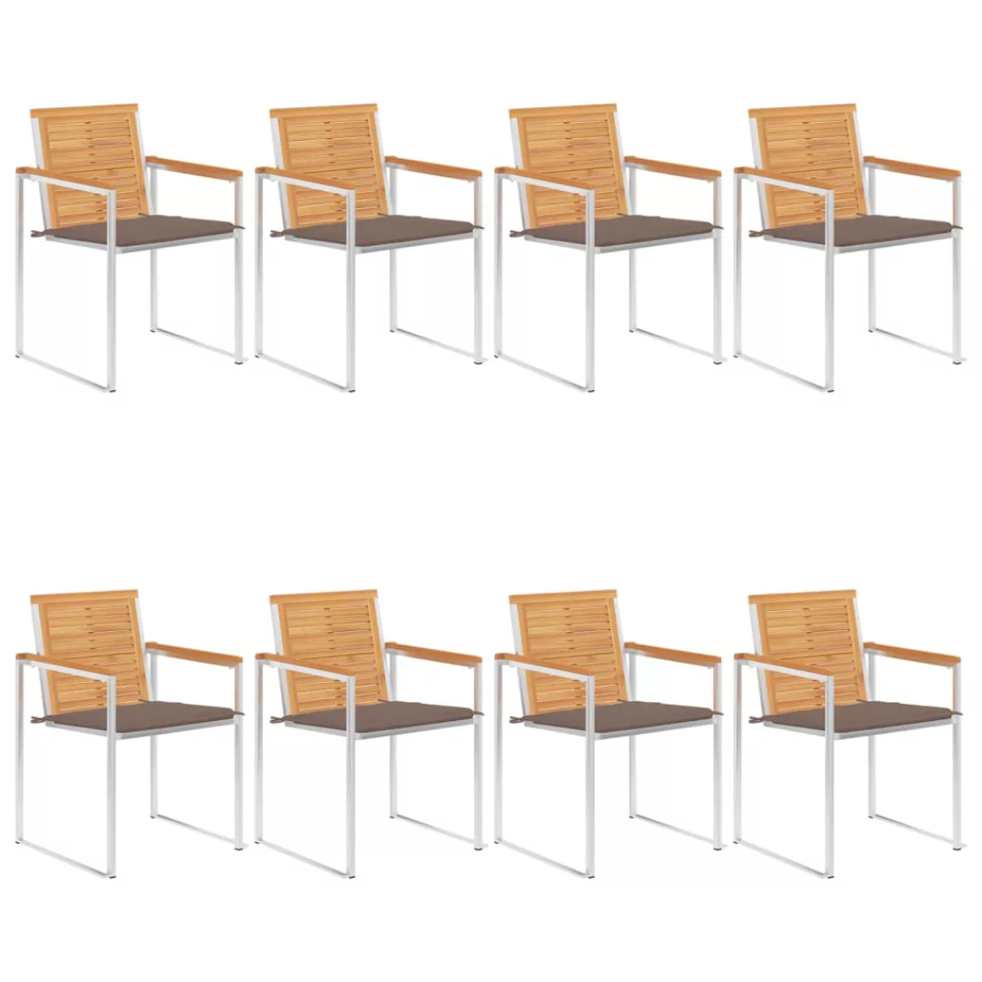 Gartenstühle 8 Stk. Mit Kissen Massivholz Teak günstig online kaufen