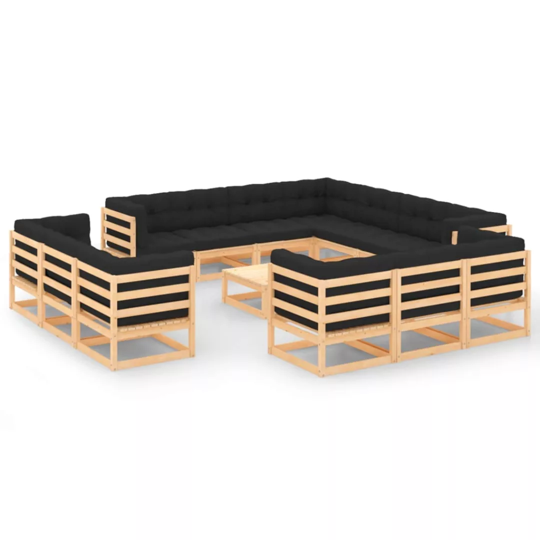 Vidaxl 14-tlg. Garten-lounge-set Anthrazit-kissen Massivholz Kiefer günstig online kaufen