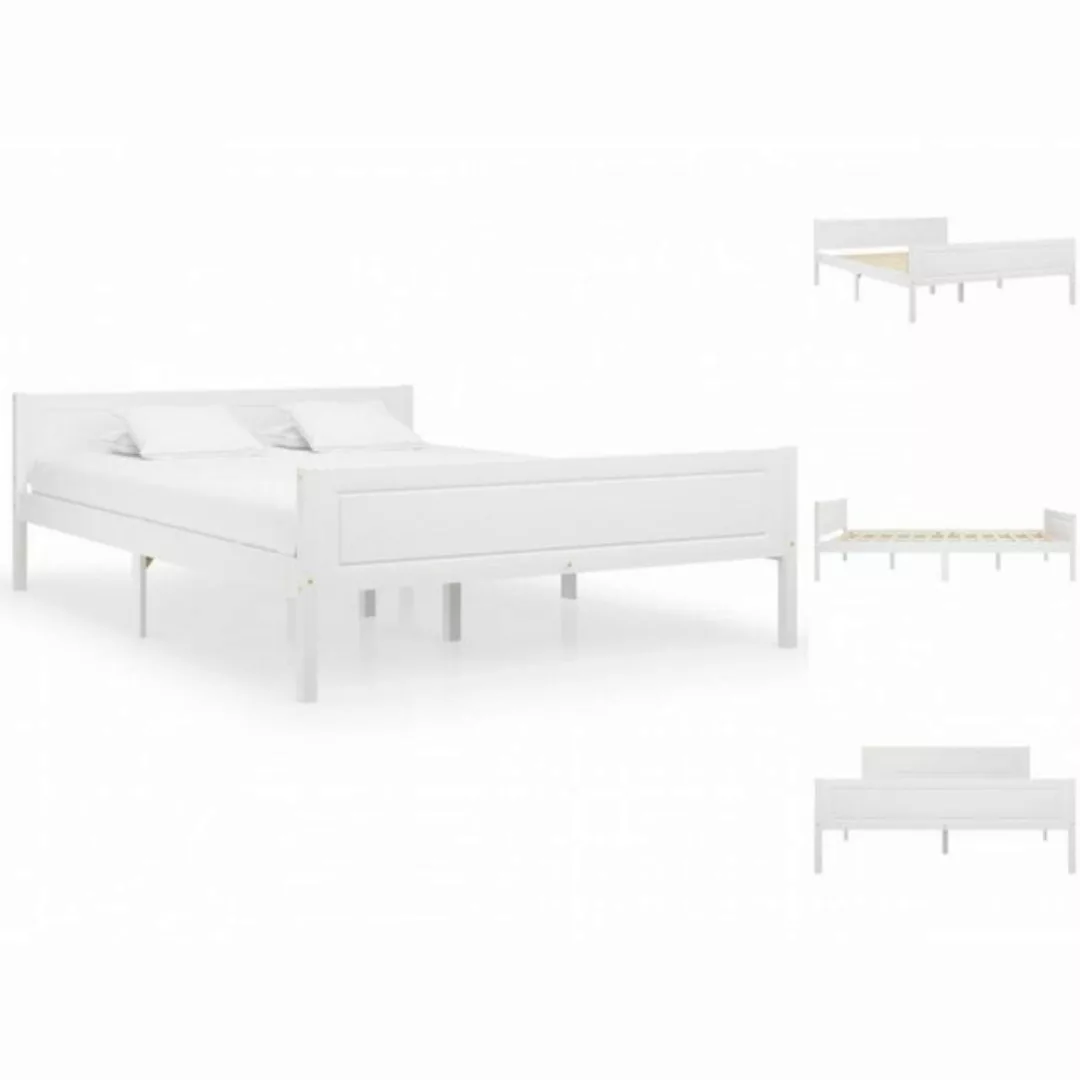 vidaXL Bettgestell Massivholzbett Kiefer Weiß 120x200 cm Bett Bettrahmen Be günstig online kaufen