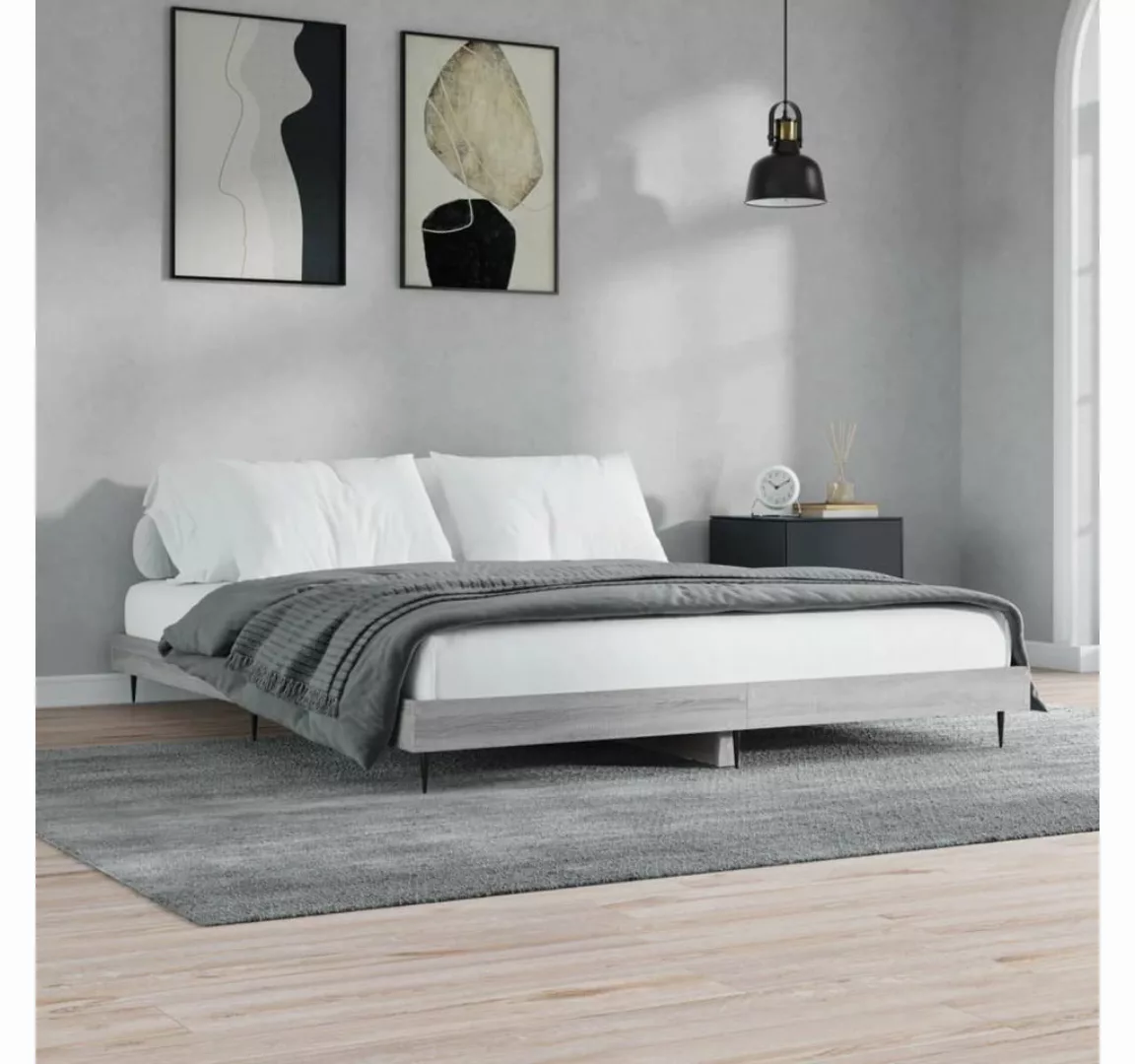 furnicato Bett Bettgestell Grau Sonoma 140x200 cm Holzwerkstoff günstig online kaufen