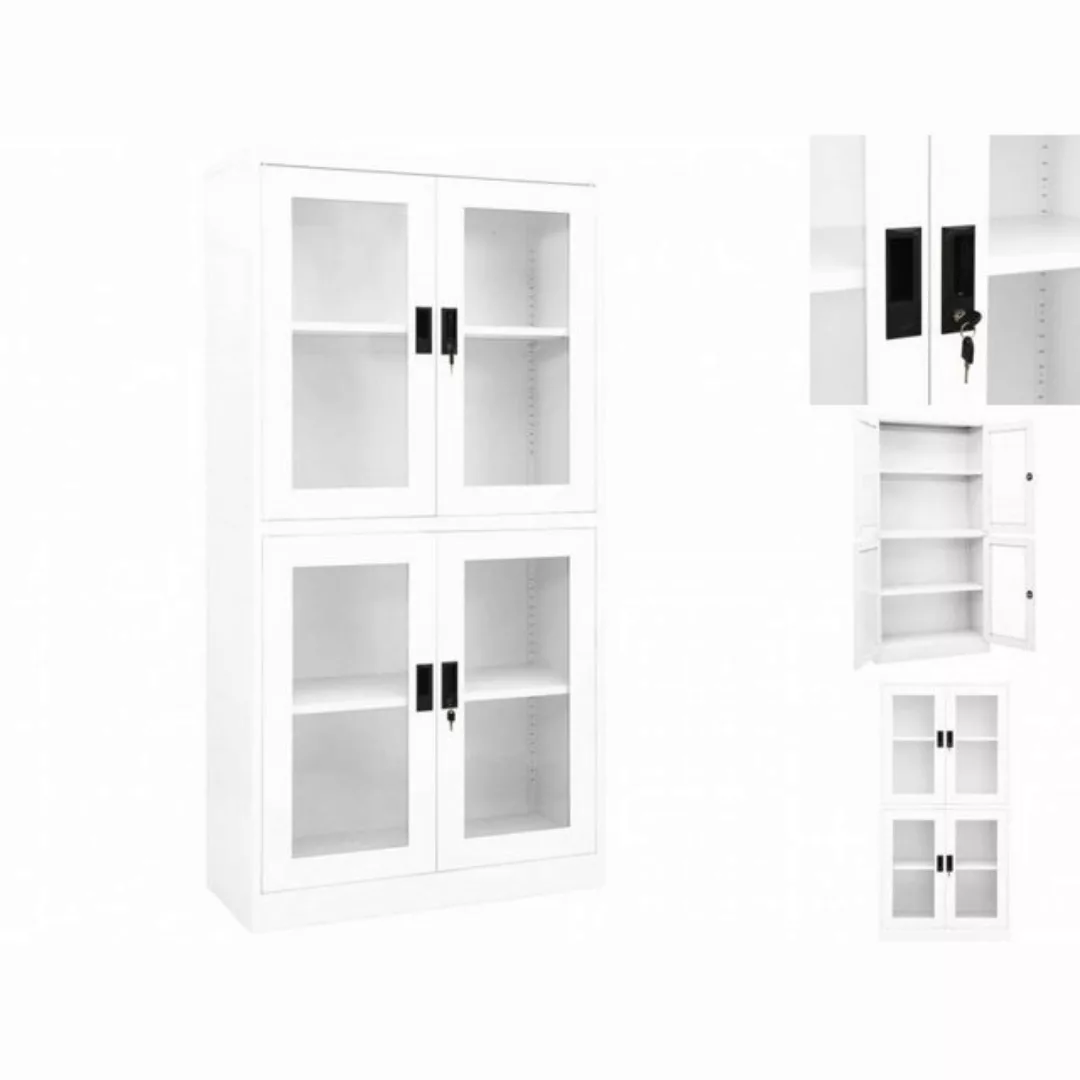 vidaXL Kleiderschrank Büroschrank Weiß 90x40x180 cm Stahl und Hartglas günstig online kaufen