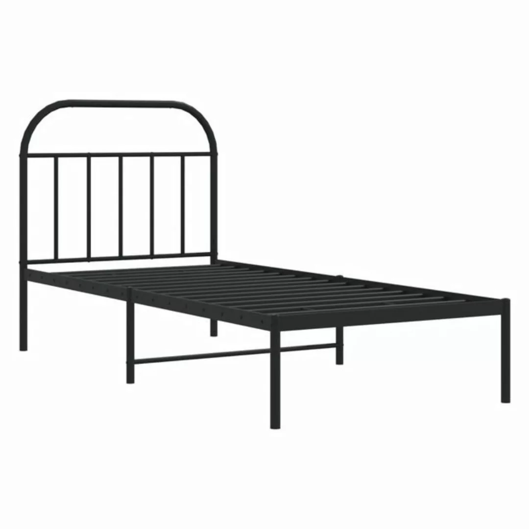 vidaXL Bettgestell, Bettrahmen mit Kopfteil Metall Schwarz 90x190 cm günstig online kaufen